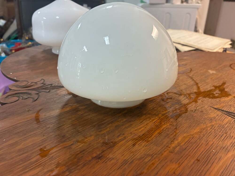 Vintage White Milk Glass Schoolhouse Mushroom Ceiling Light Shade